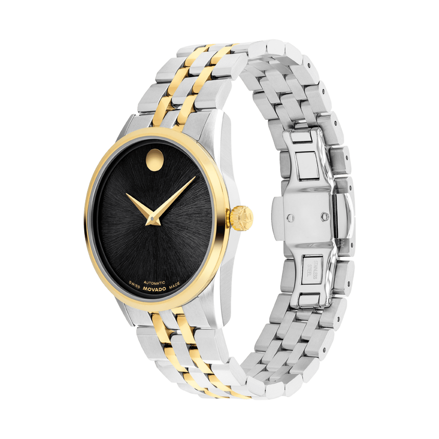 Movado Ladies' Movado Museum® Classic Two-Tone PVD Automatic Watch with Black Dial 0608001