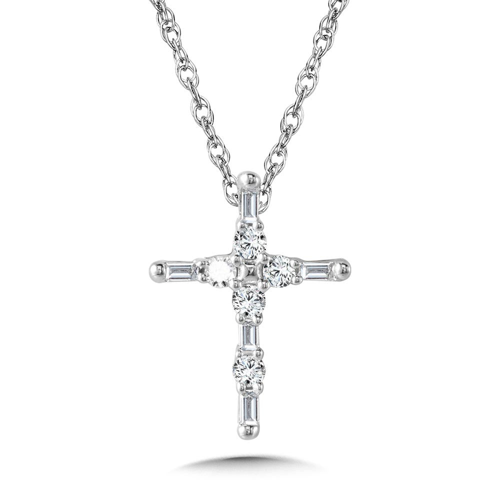10K BAGUETTE DIAMOND CROSS PENDANT PDD3161-1W