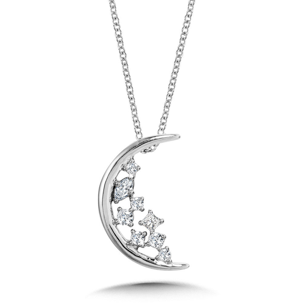10K SCATTERED DIAMOND & CRESCENT-SHAPED CONSTELLATION PENDANT PDD3511-1W