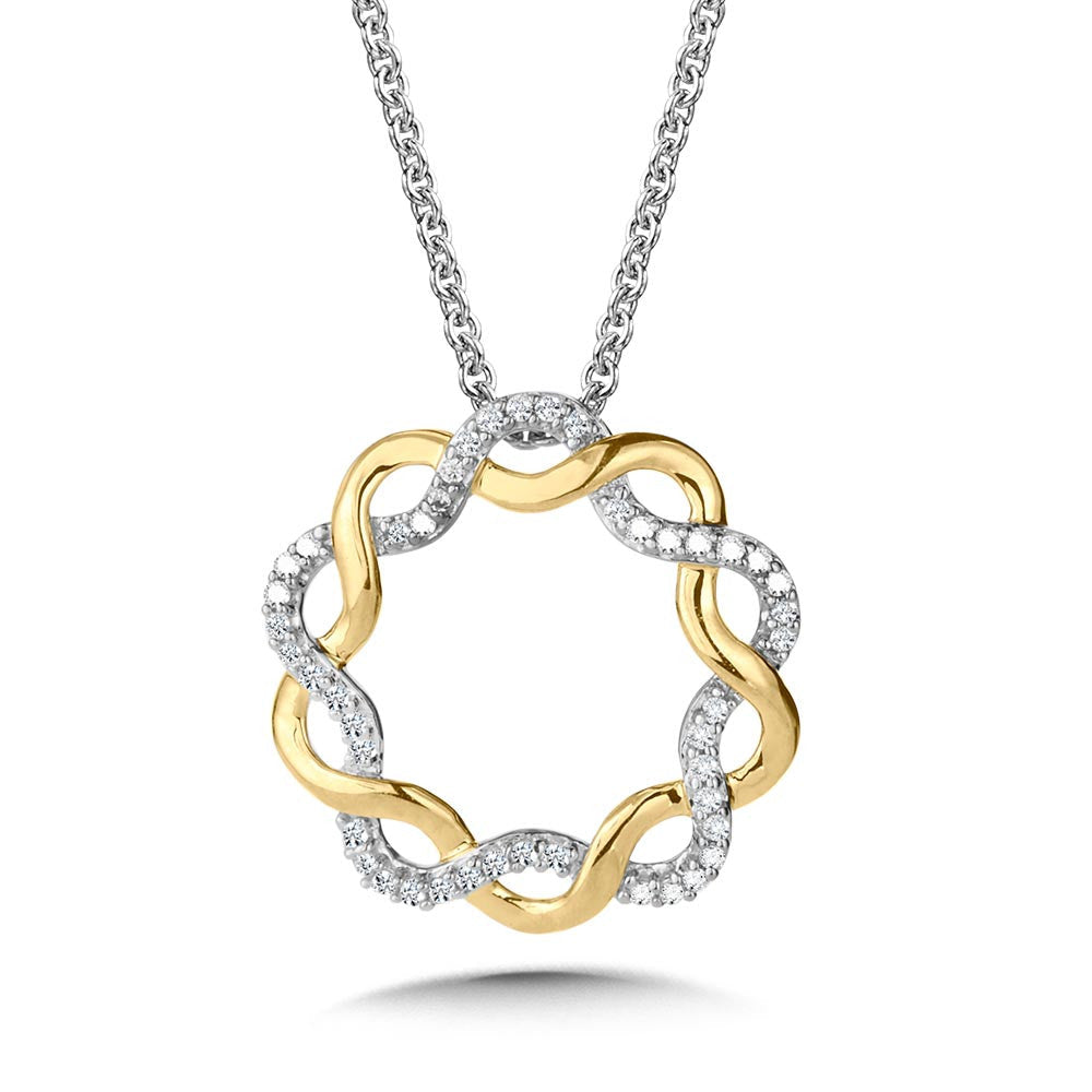 10K TWO TONE ROUND SPIRAL DIAMOND GRATITUDE PENDANT PDD3169-1Y