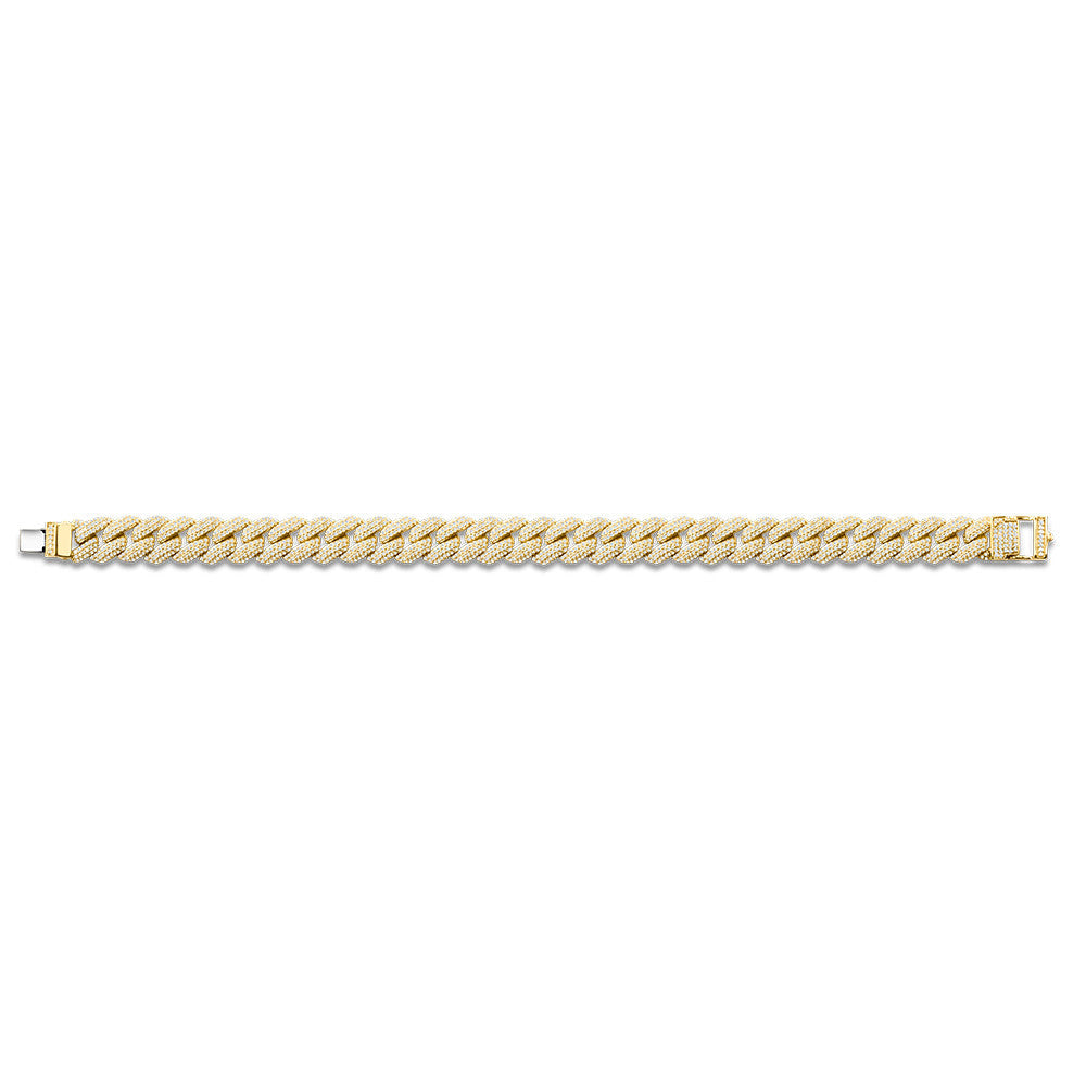 14K YELLOW GOLD CUBAN LINK-N-LOVE PAVE-SET DIAMOND BRACELET (3.00 CTW) LDD431-Y