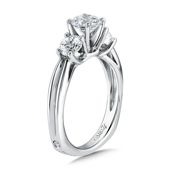 Round Three Stone Diamond Engagement Ring CR217W