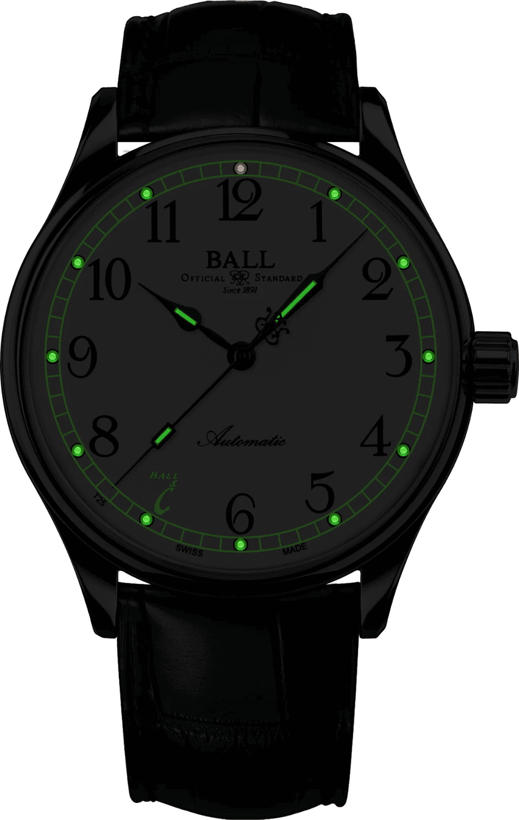 Ball Trainmaster Standard Time 40mm White Enamel Dial Watch Watch NM3888D-LL9-WH