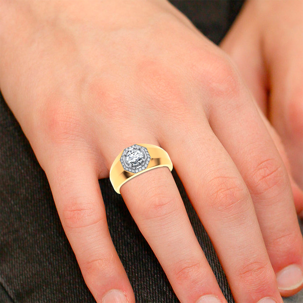 14K 1.12CT Certified Lab Grown Mens Ring 65453