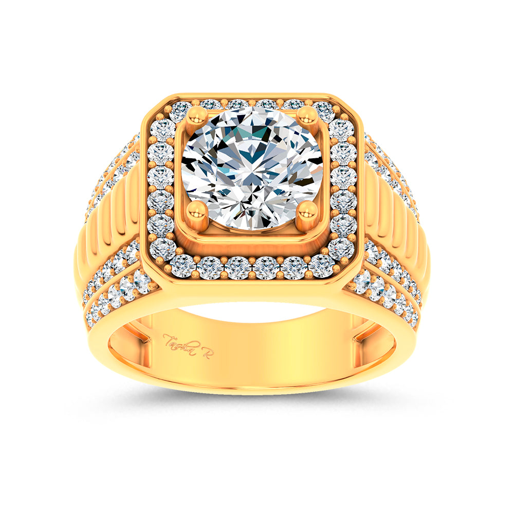 14K 4.12CT Lab Diamond Mens Ring 69389