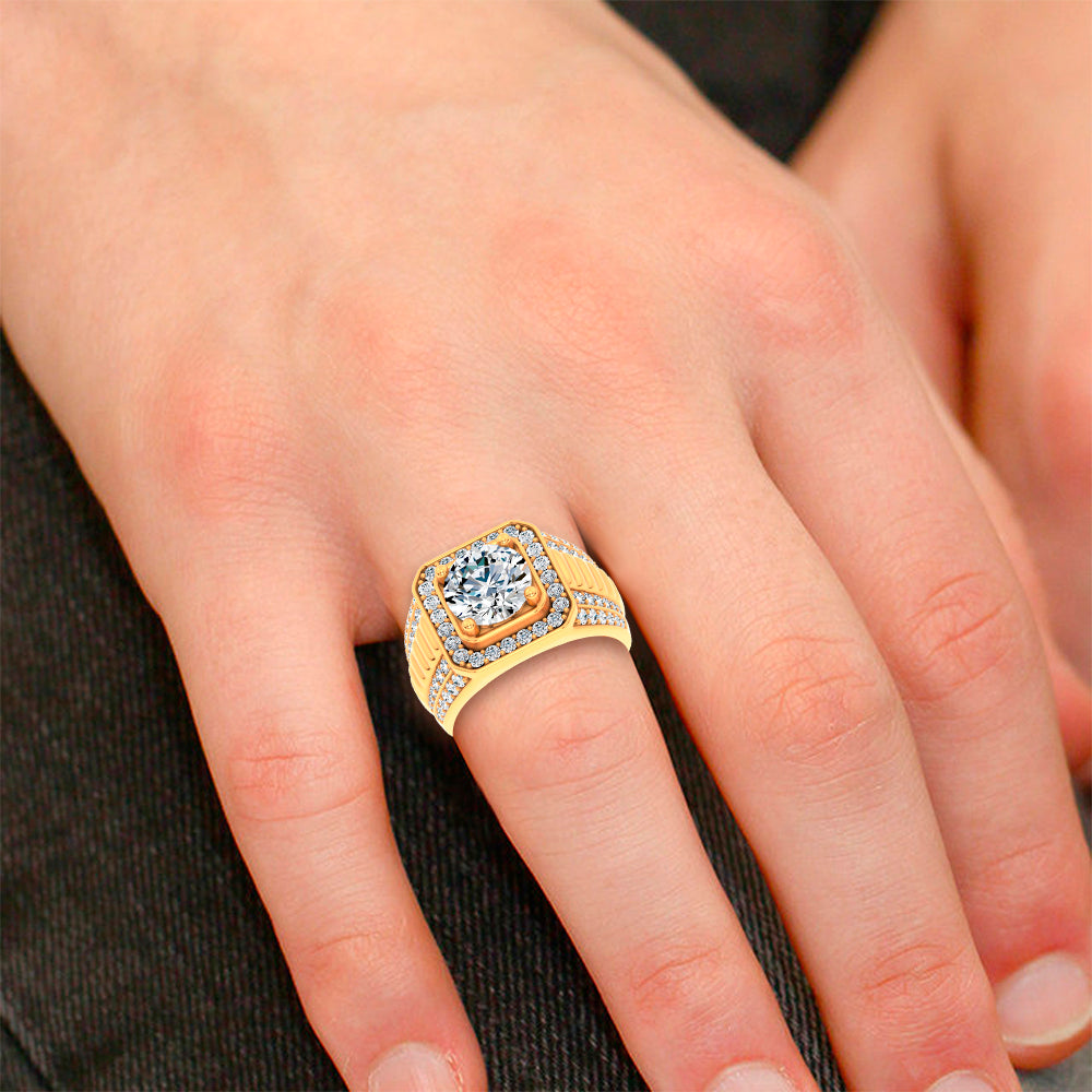 14K 4.12CT Lab Diamond Mens Ring 69389