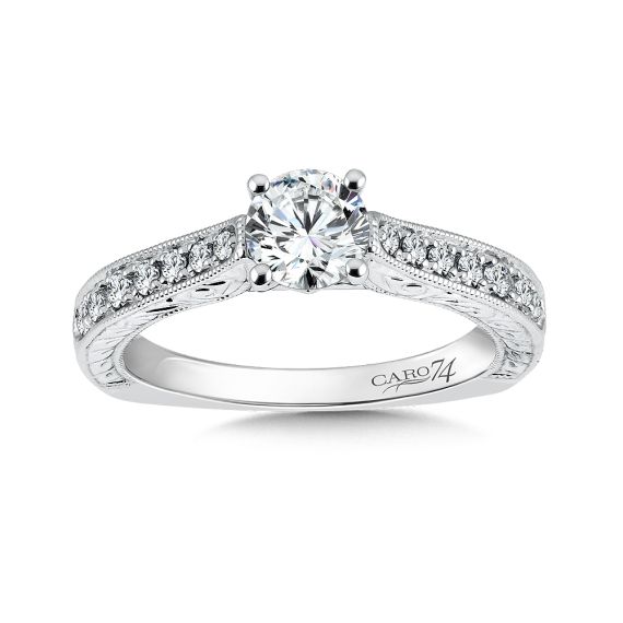 Inspired Vintage Collection Engagement Ring With Side Stones CR389W