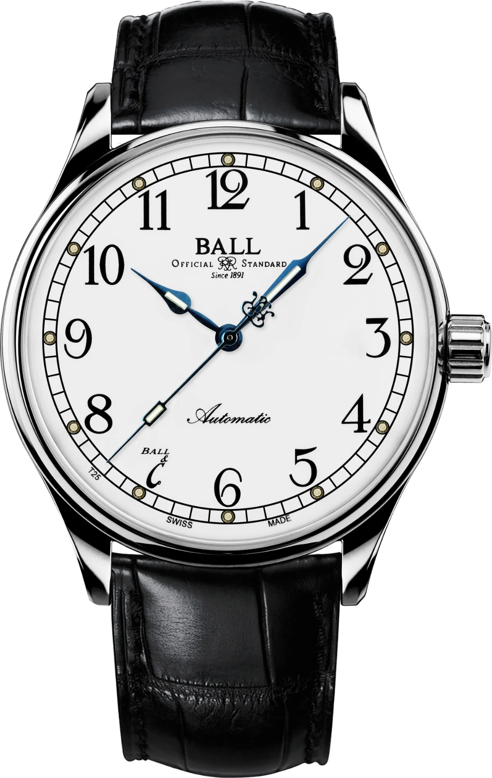 Ball Trainmaster Standard Time 40mm White Enamel Dial Watch Watch NM3888D-LL9-WH