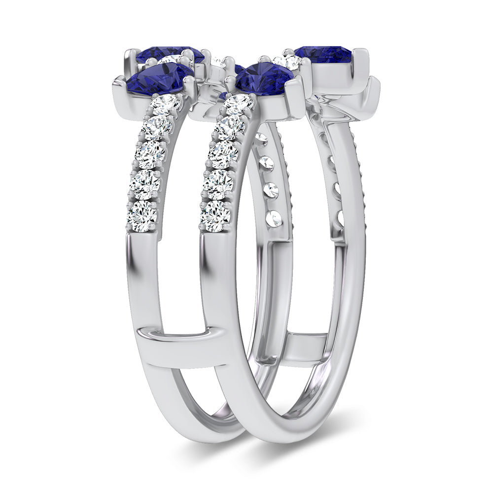 14K 1.14CT Natural SAPPHIRE RING GUARD with 0.55CT 71643