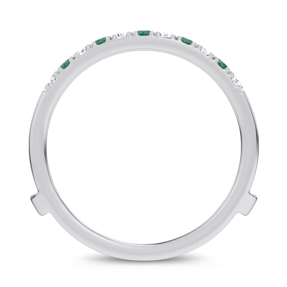 14K 0.58CT Natural Emerald RING GUARD with 0.25CT 71646