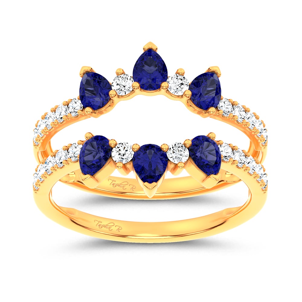 14K 1.14CT Natural SAPPHIRE RING GUARD with 0.55CT 71650