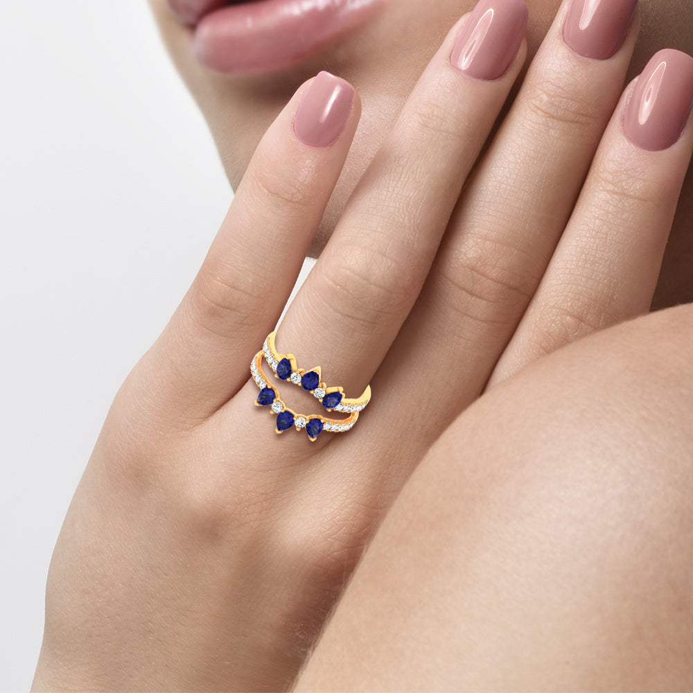 14K 1.14CT Natural SAPPHIRE RING GUARD with 0.55CT 71650