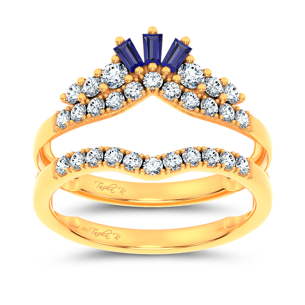 14K 0.12CT Natural SAPPHIRE RING GUARD with 0.59CT 71652
