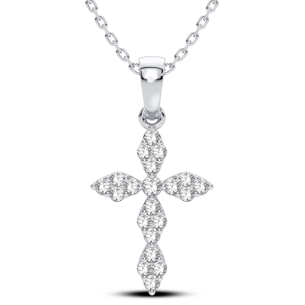 14K 0.25 CT Lab Grown Diamond Cross Pendant 72148