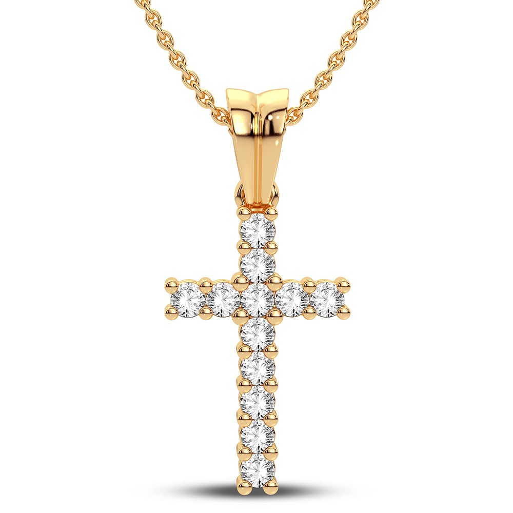14K 0.25 CT Lab Grown Diamond Cross Pendant 72151