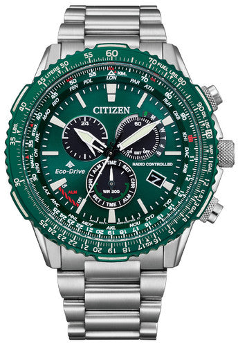 citizen-watch-cb5004-59w-eco-drive-pcat-promaster-radio-controlled-green-dial