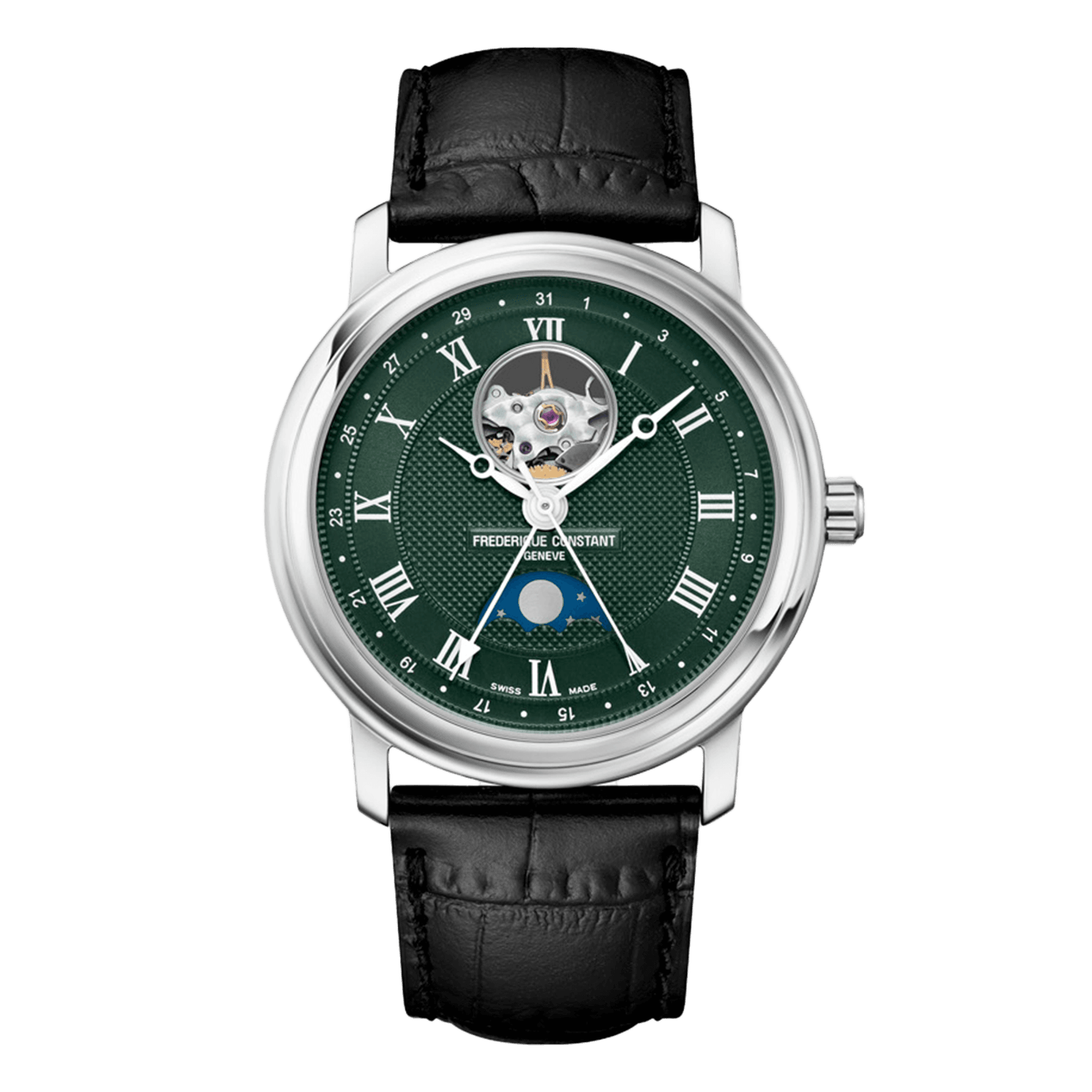 Heart Beat Moonphase Date FC-335MCGRW4P26-BL