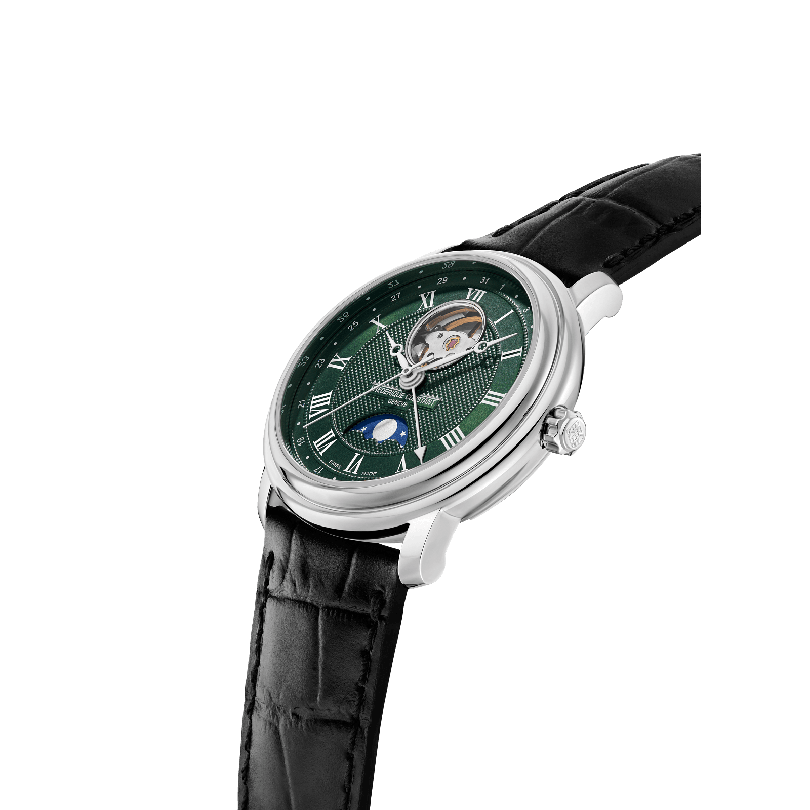 Heart Beat Moonphase Date FC-335MCGRW4P26-BL