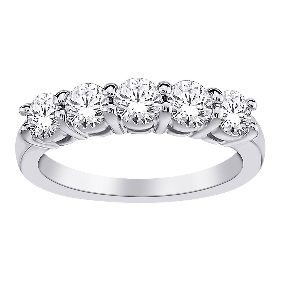 14K WHITE GOLD 2.00 CT LAB GROWN DIAMOND 5 STONET PRONG SET RING.