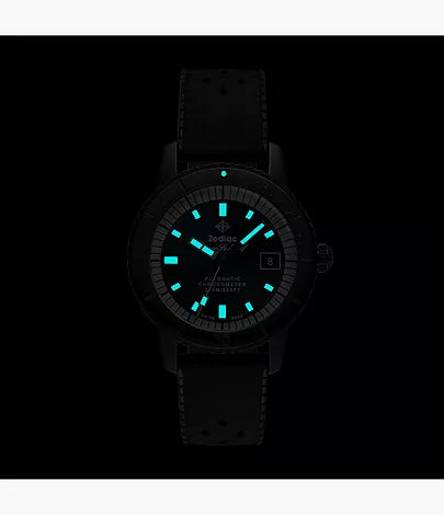Zodiac Super Sea Wolf Ceramic Compression Diver Automatic Rubber Strap Watch ZO9595