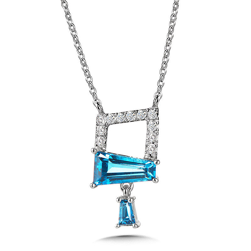 ABSTRACT SWISS BLUE TOPAZ AND DIAMOND NECKLACE CGP171W-DBT