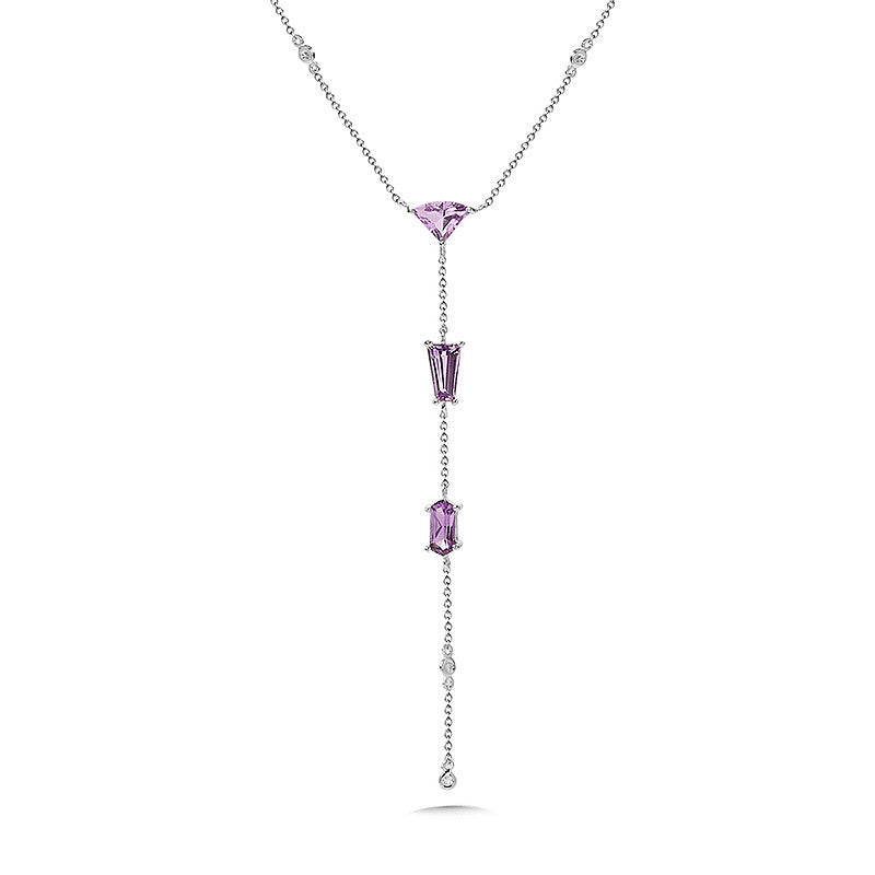 AMETHYST AND DIAMOND DANGLE NECKLACE CGP176W-DAM