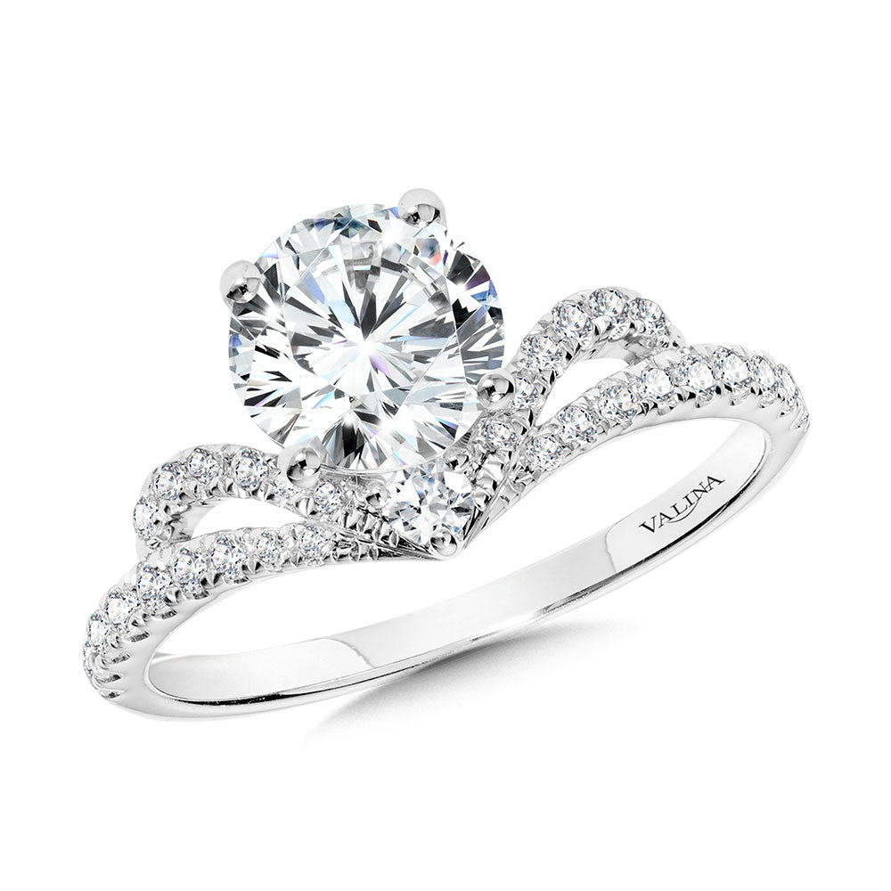 Valina Arching Split Shank Chevron-Shaped Diamond Engagement Ring R2399W-SR