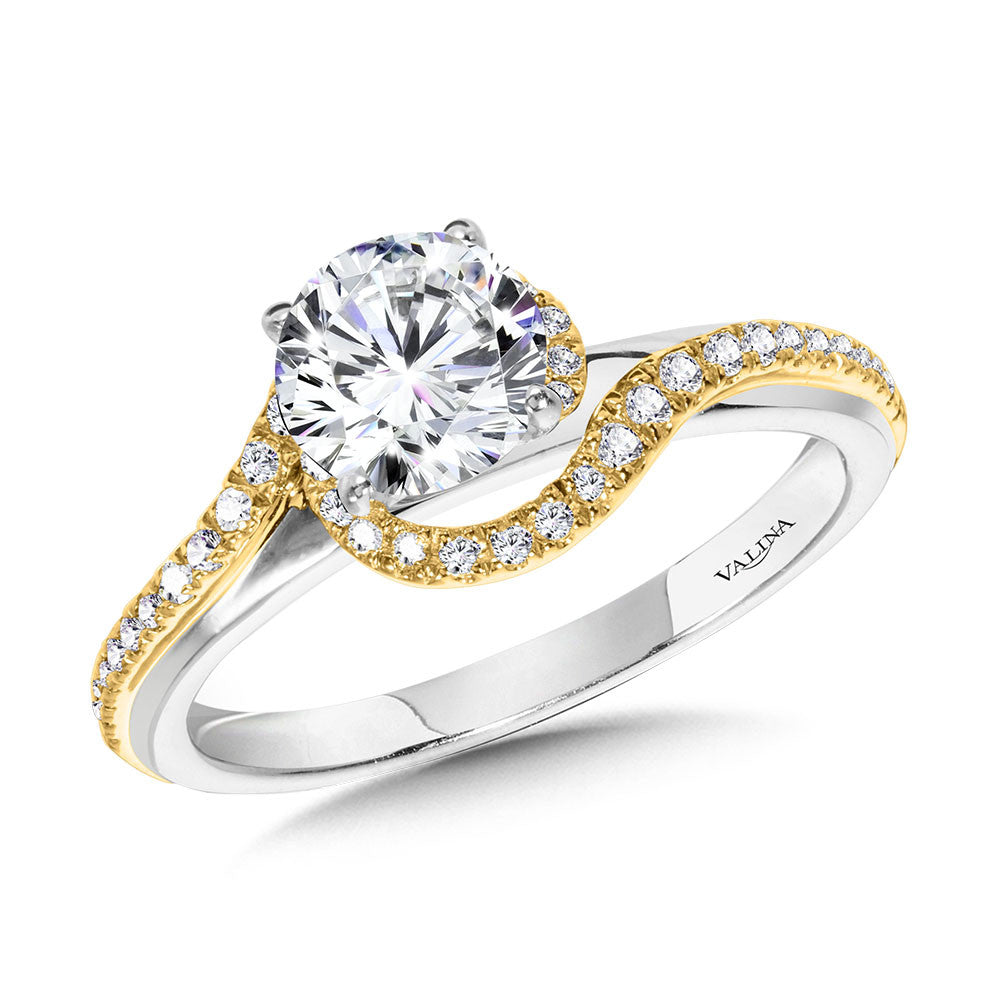 BYPASS SPIRAL TWO-TONE ENGAGEMENT RING R1154WY-SR