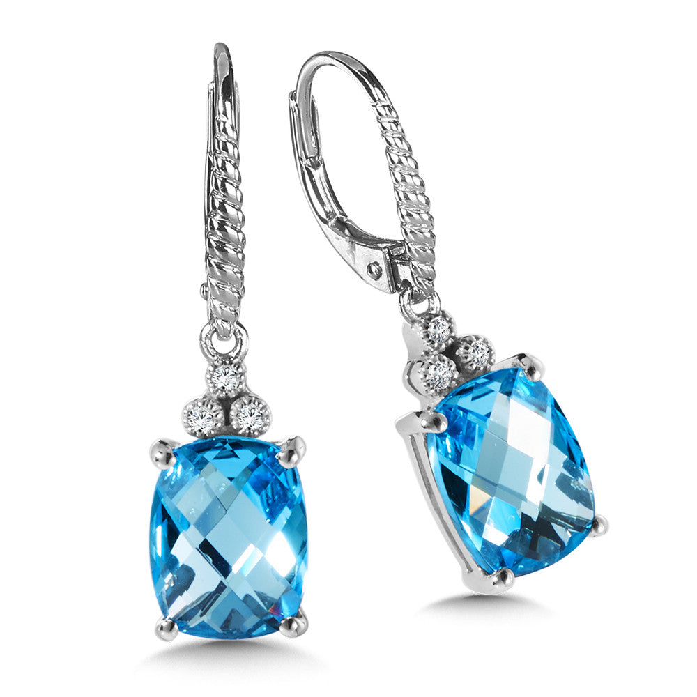 BLUE TOPAZ AND DIAMOND EARRINGS IN 14K WHITE GOLD CGE108W-DBT