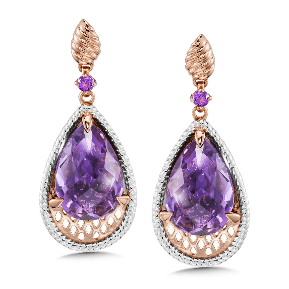 AMETHYST EARRINGS IN 14K ROSE/WHITE GOLD CGE144PW-AM