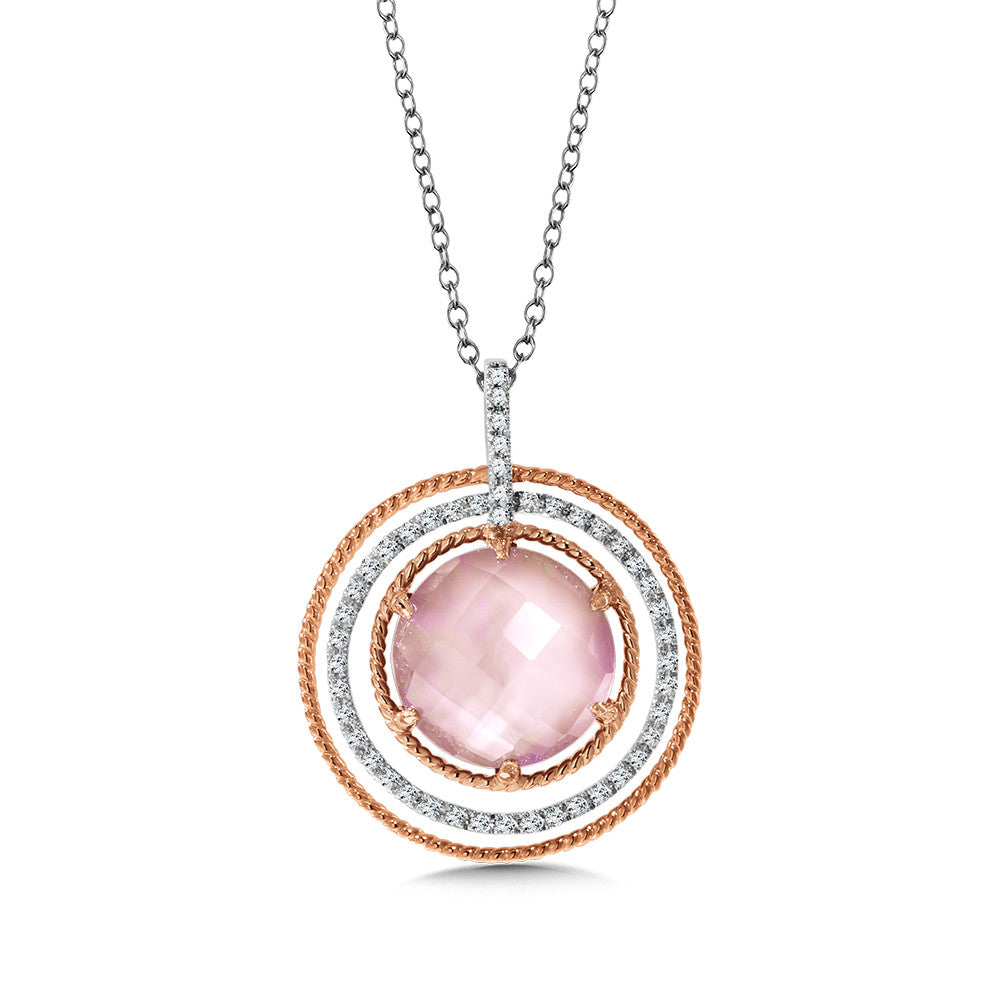 DIAMOND & ROSE MOTHER OF PEARL FUSION PENDANT IN 14K ROSE GOLD CGP110P-DFQRS