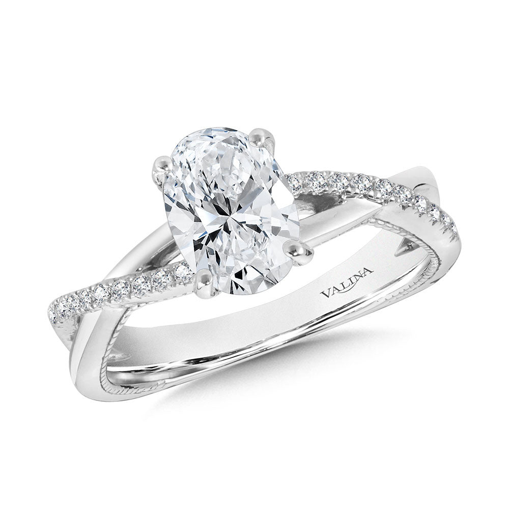 Valina Crisscross & Milgrain-Beaded Hidden Accents Diamond Engagement Ring R2234W