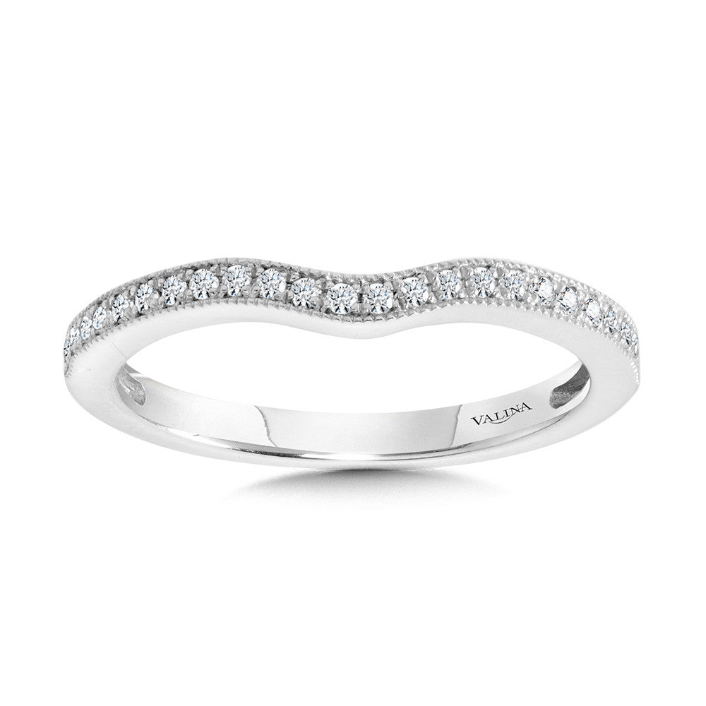 Valina Curved Milgrain-Beaded Diamond Wedding Band R2296BW-SR