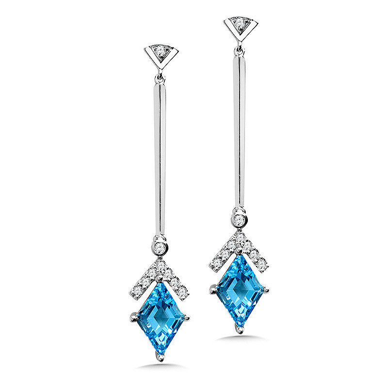 DIAMOND AND SWISS BLUE TOPAZ EARRINGS CGE766W-DBT