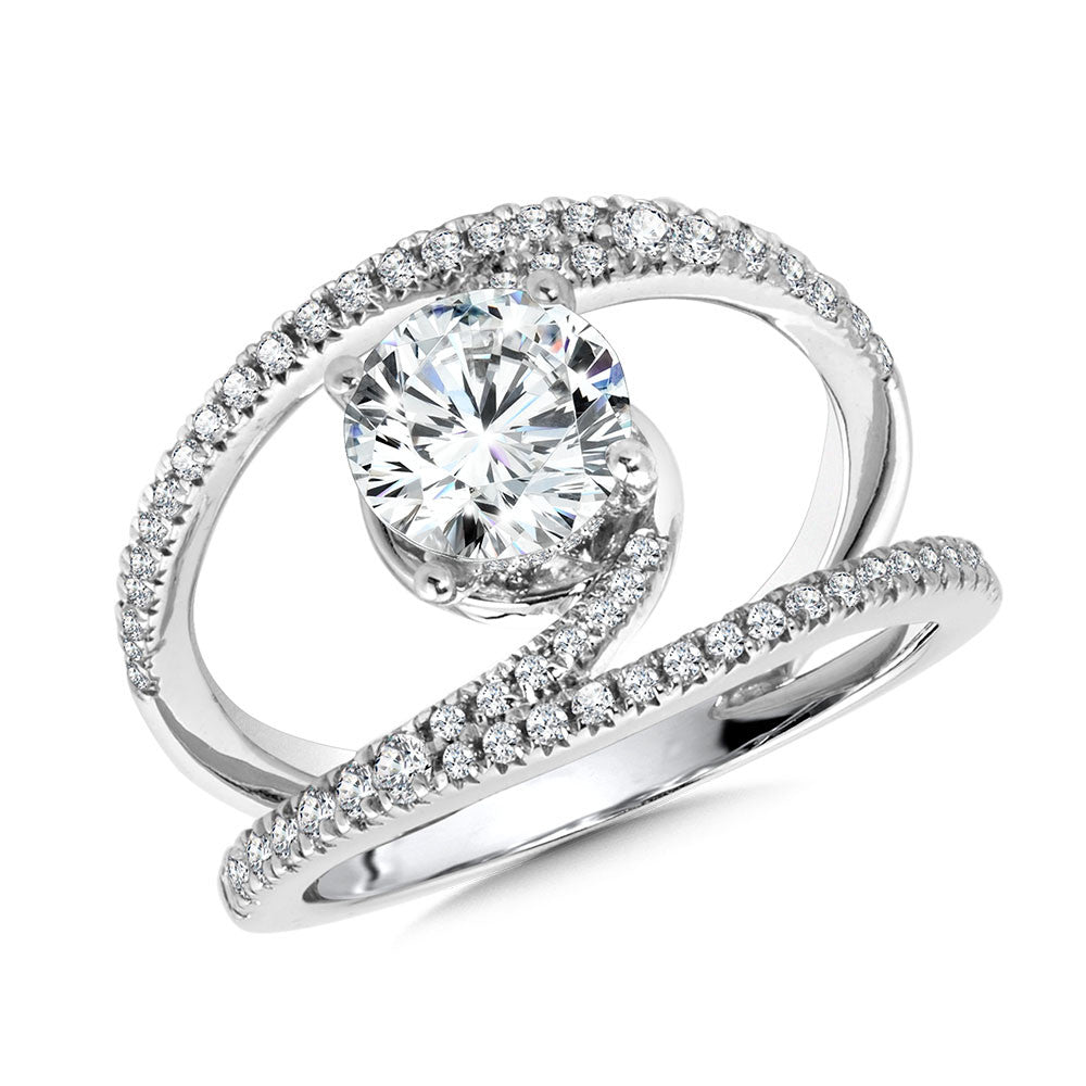 Valina Dramatic Split Shank & Hidden Halo Diamond Engagement Ring R2274W-SR