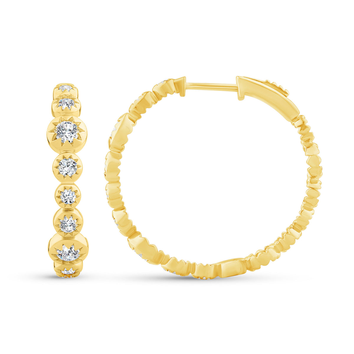 14K Gold & Diamond Stellaris Hoop Earrings FE1020Y