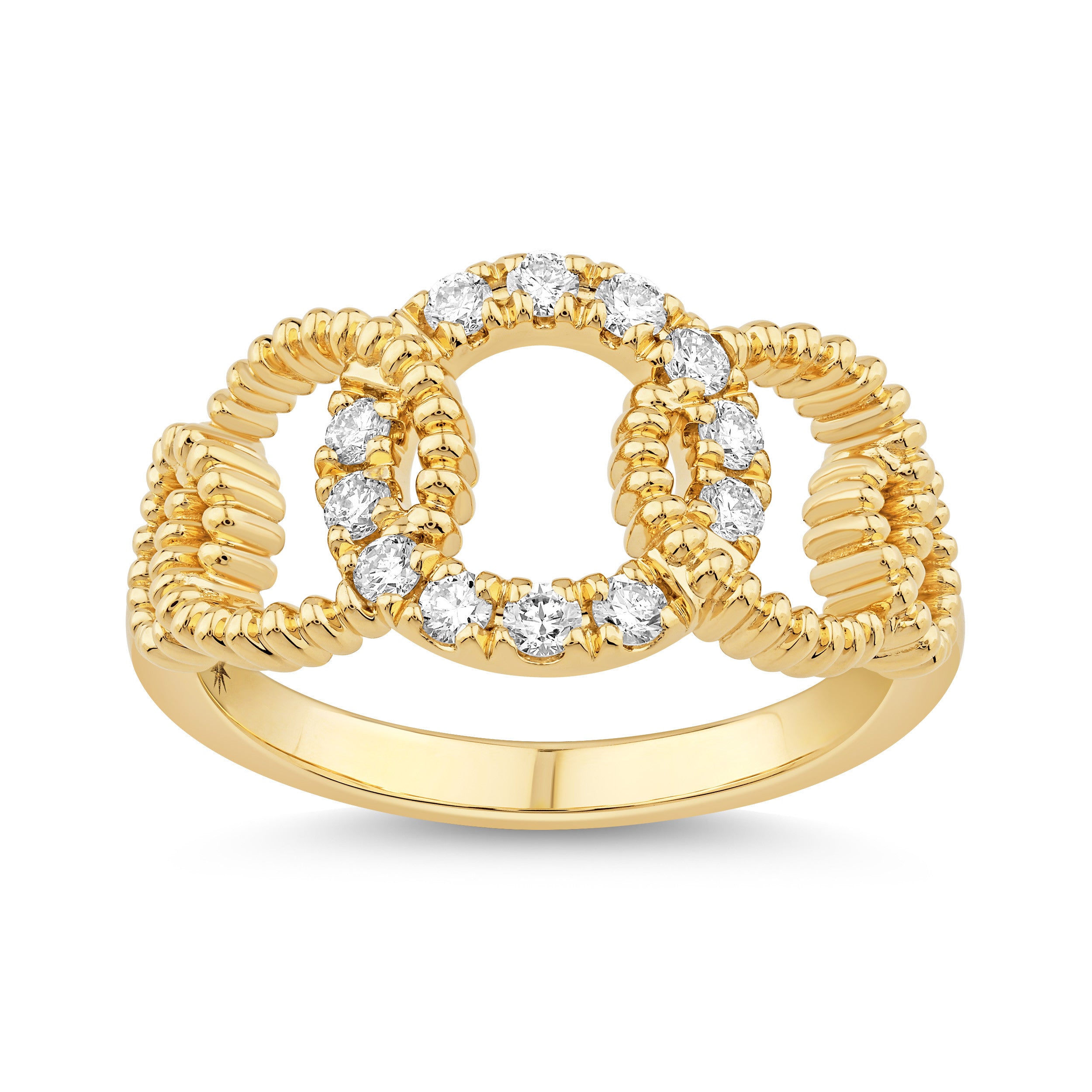 14K Gold & Diamond Beaded Link Ring FR1018Y