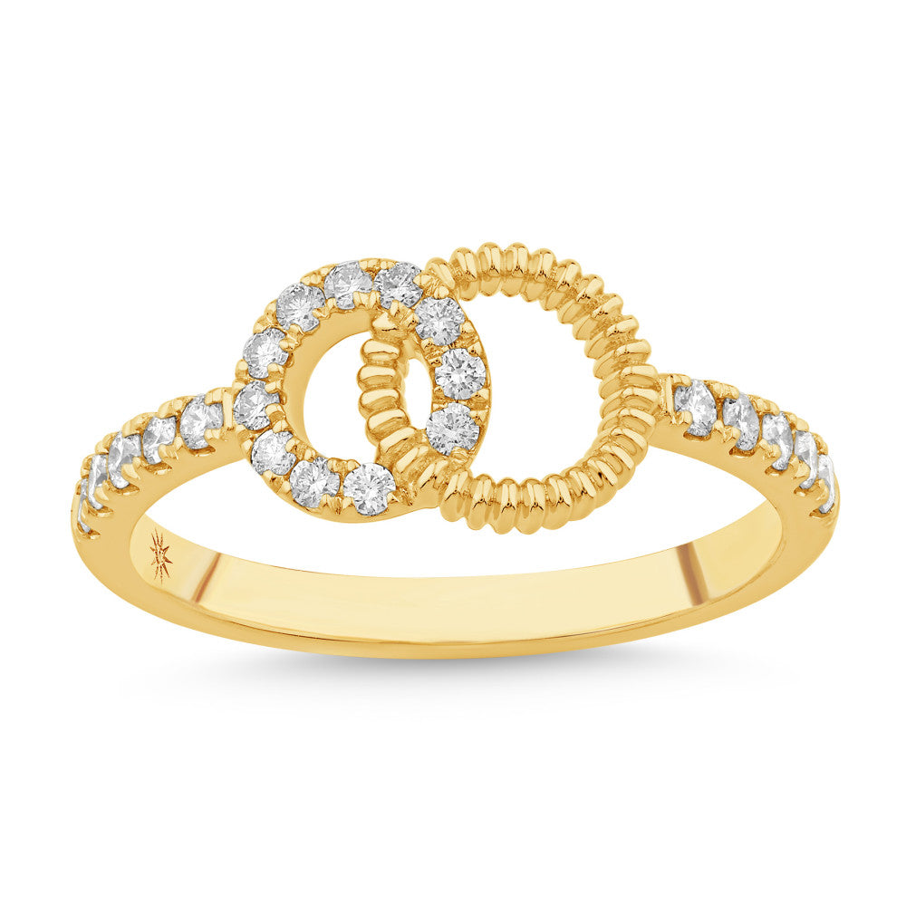 14K Gold & Diamond Interwoven Link Ring FR1020Y