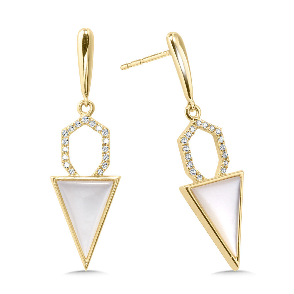 GEOMETRIC DIAMOND & TRIANGLE-CUT WHITE MOTHER OF PEARL EARRINGS CGE198Y-DMOP