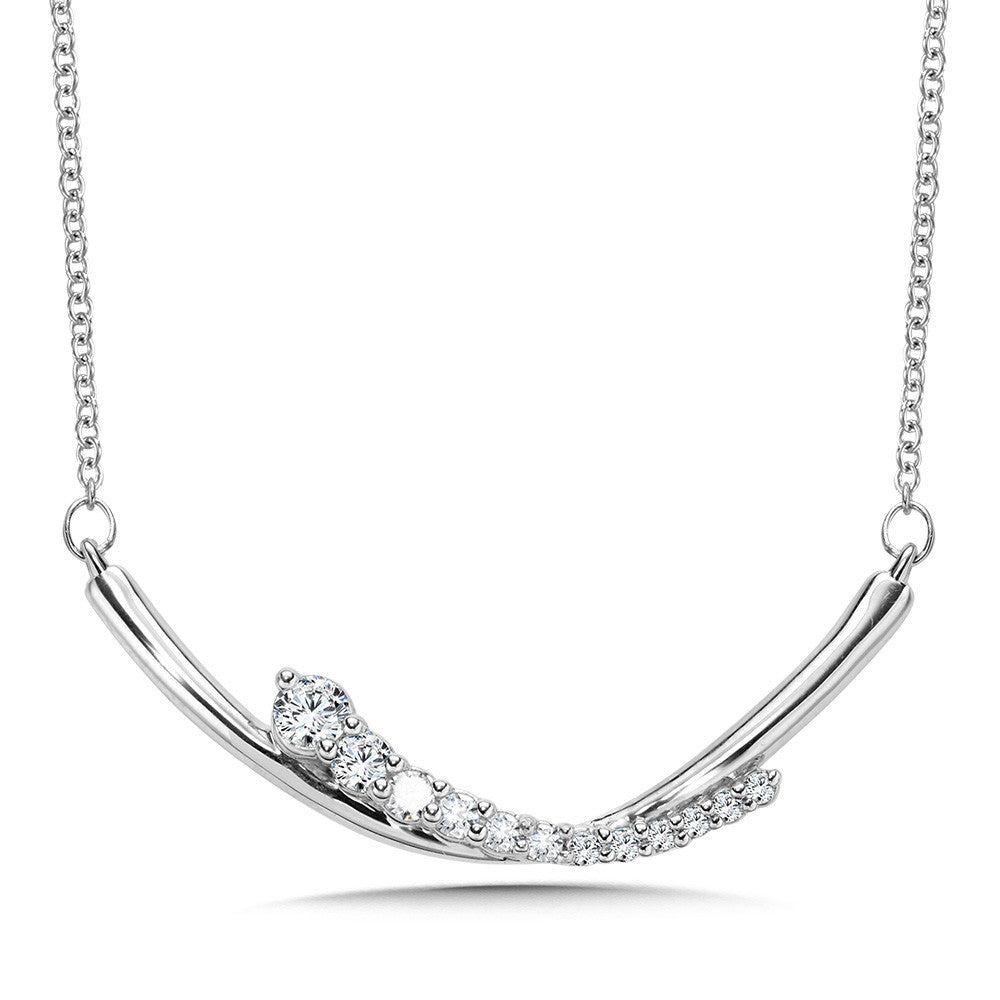 LOVE MOMENTS CURVED GRADUATING DIAMOND BAR PENDANT PDD3154-W