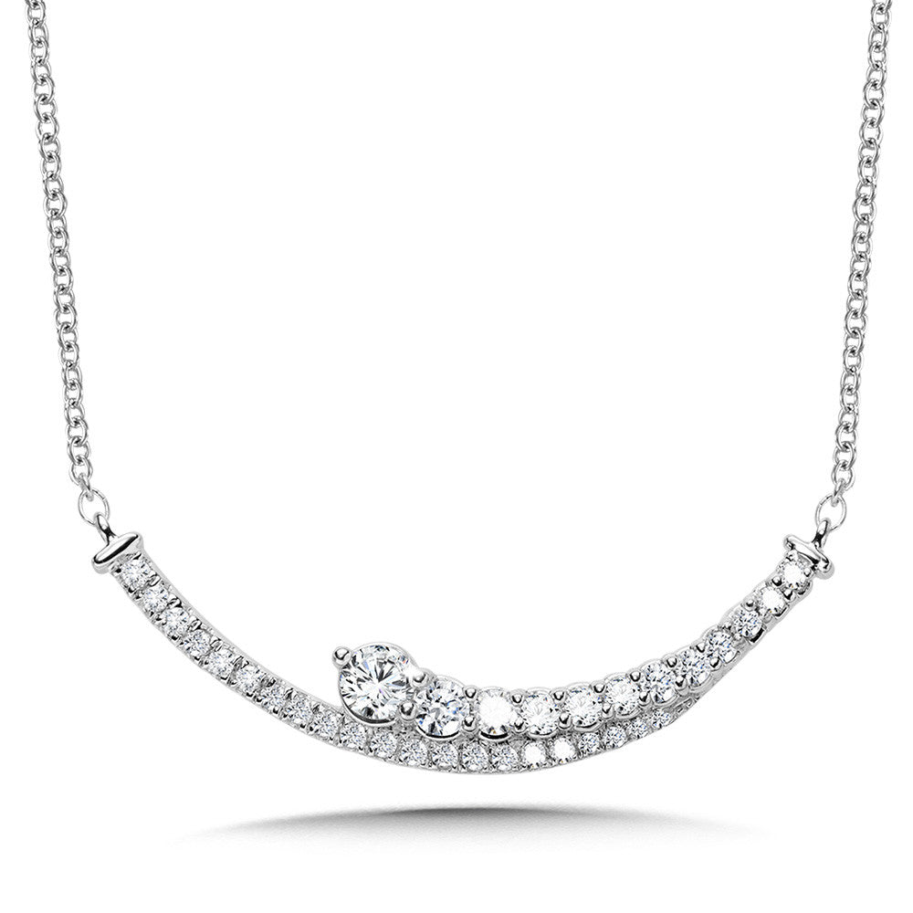 LOVE MOMENTS CURVED BAR GRADUATING DIAMOND NECKLACE PDD3155-W