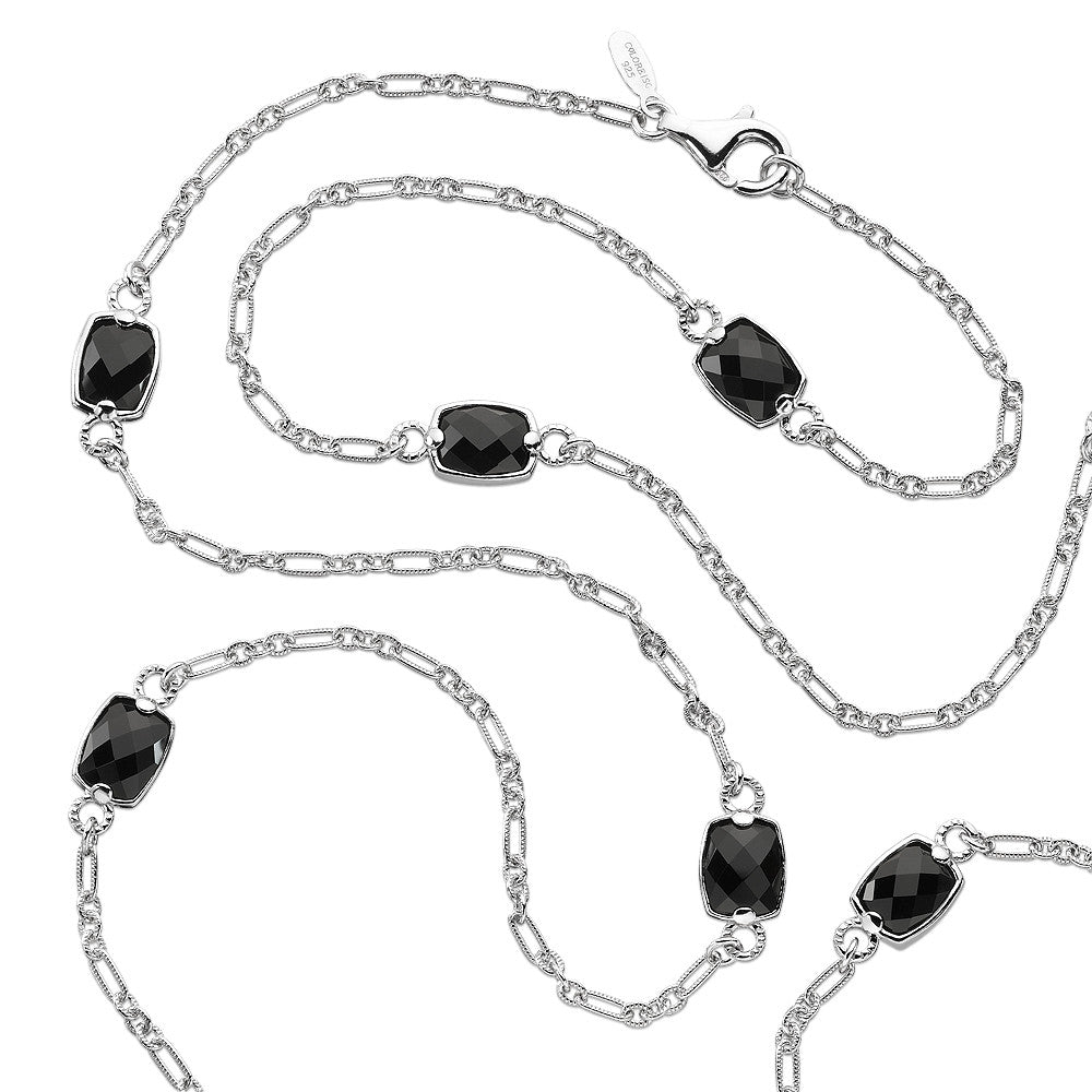 STERLING SILVER COLORE BY THE YARD NECKLACE IN ONYX LVN002