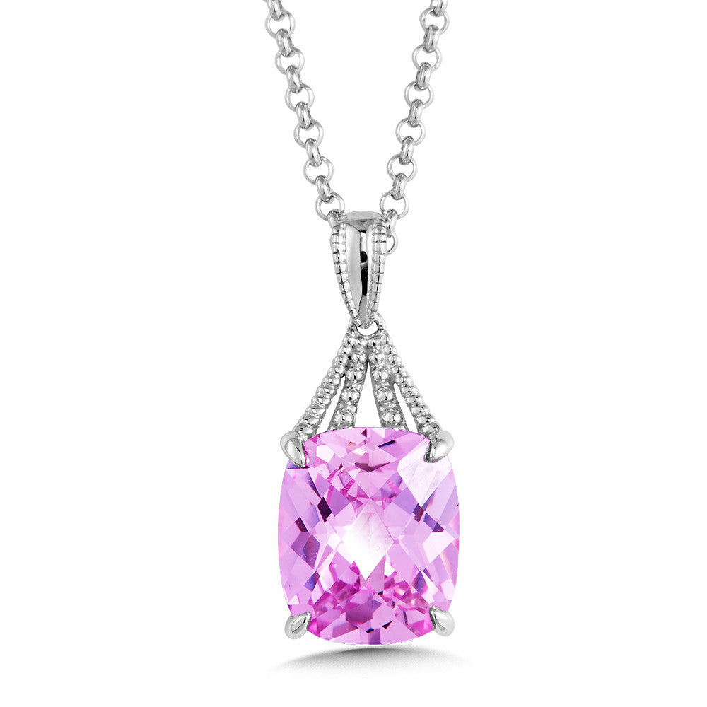 STERLING SILVER PINK SAPPHIRE PENDANT LVP673-PS