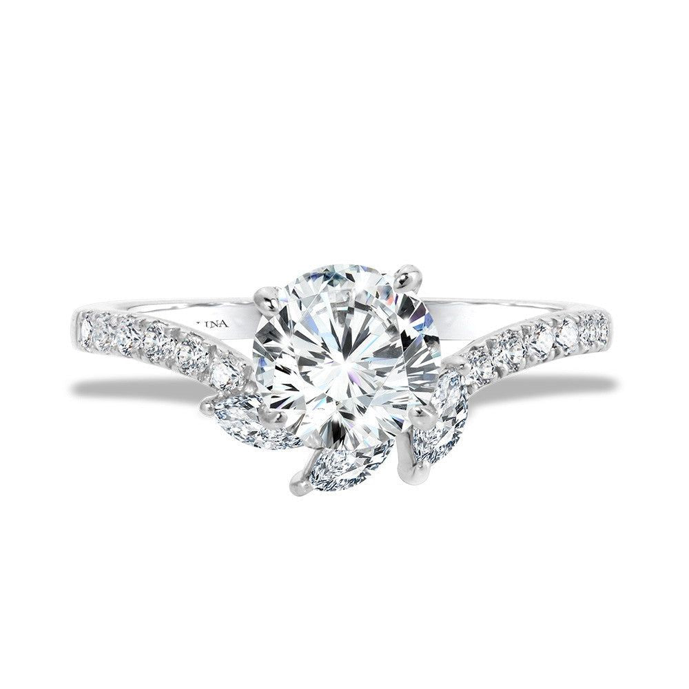 Valina Marquise-Accented & Diamond-Prong Chevron Engagement Ring R2271W-SR