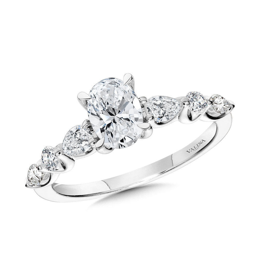 Valina Oval-Cut Hidden Halo Stackable Diamond Engagement Ring w/ Trellis Shank Setting R2415W-SR