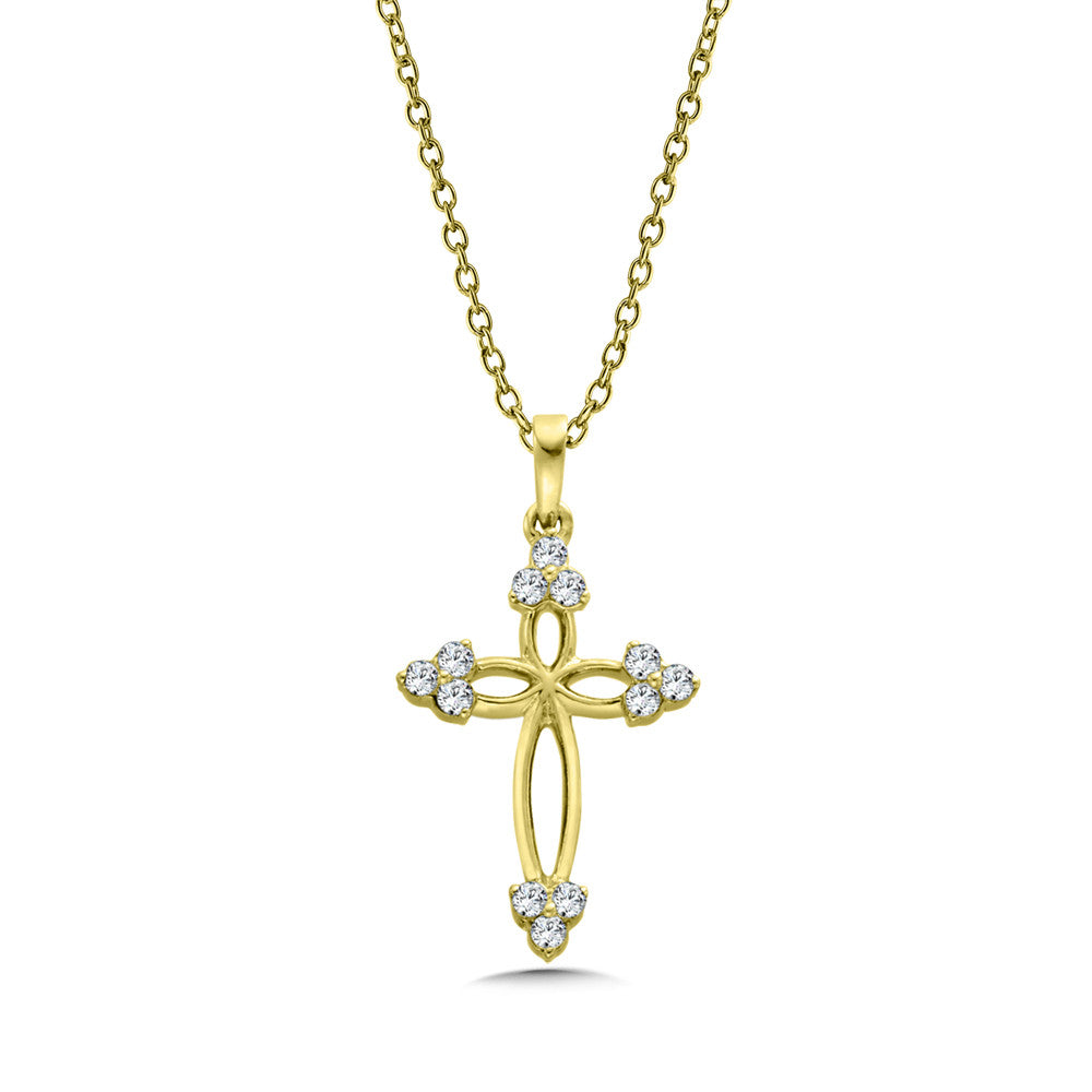 DIAMOND CROSS NECKLACE IN 14K YELLOW GOLD PXD380-Y