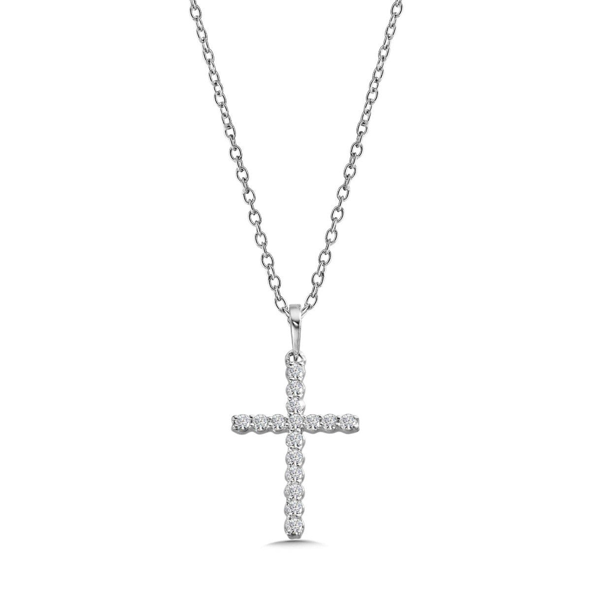 14K WHITE GOLD DIAMOND CROSS PENDANT PXD384-W