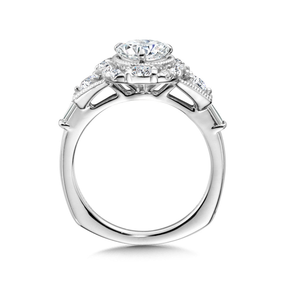 Valina Vintage Cushion-Shaped Halo Diamond Engagement Ring R1014W