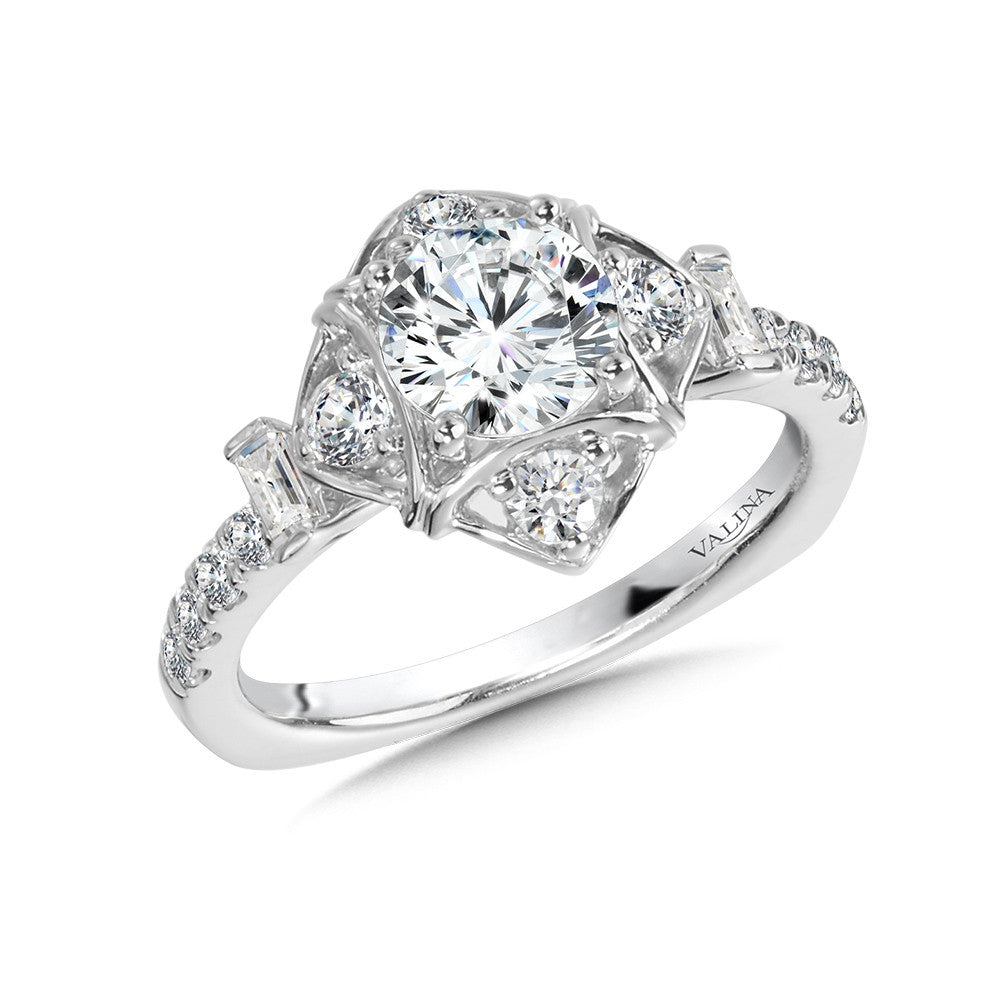 Valina Cushion-Shaped Halo Engagement Ring R1018W