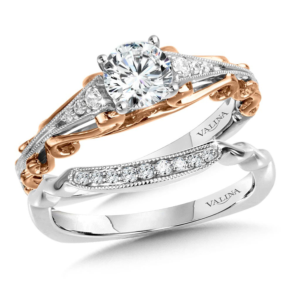 Valina Decorative Tapered Diamond Engagement Ring R1030WP